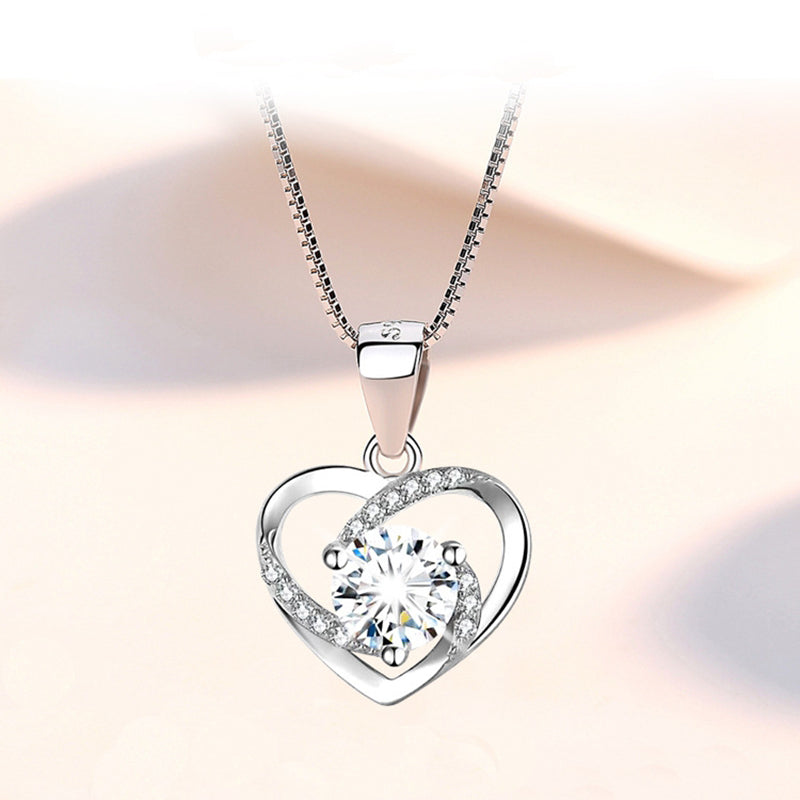 Heart Pendant Sterling Silver clavicle Necklace