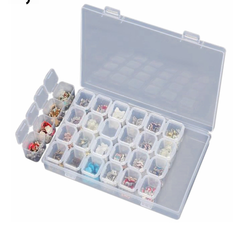 Urijk 28 Grids Diamond embroidery Painting Accessories Storage Box Medicine  boxes Case Cross Diamond Tools Organizer