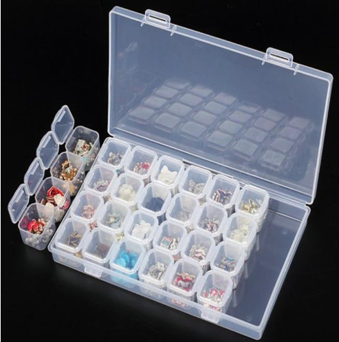 Urijk 28 Grids Diamond embroidery Painting Accessories Storage Box Medicine  boxes Case Cross Diamond Tools Organizer