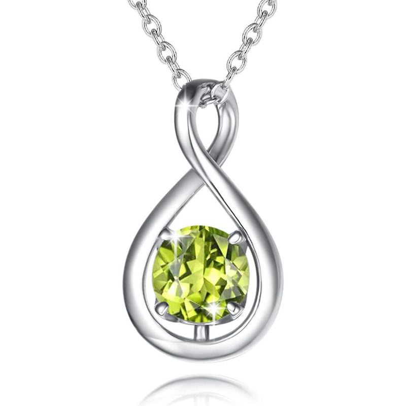 Birthstone Octagonal Pendant Sterling Silver Zircon Four Claw Necklace