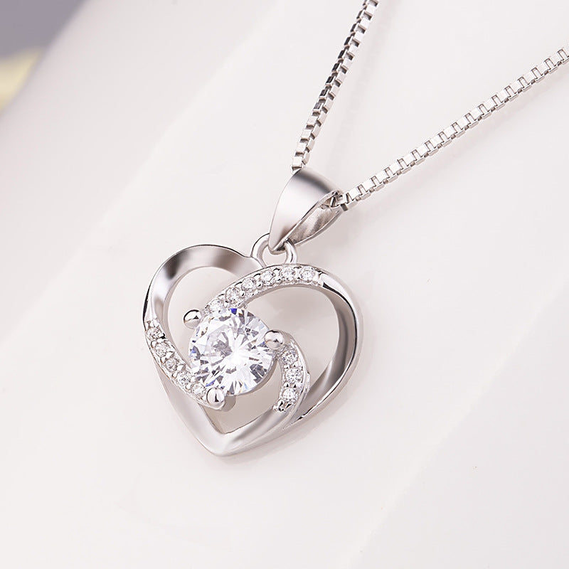 Heart Pendant Sterling Silver clavicle Necklace