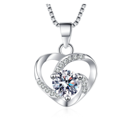 Heart Pendant Sterling Silver clavicle Necklace