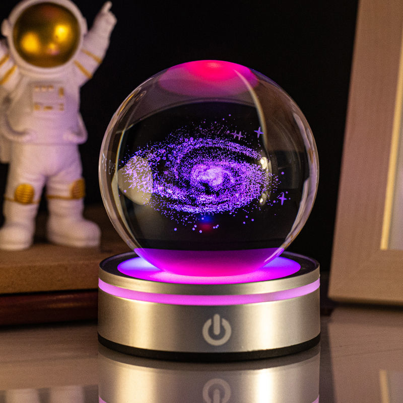 Creative 3D Inner Carving Luminous Crystal Ball Colorful Gradient Small Night Lamp