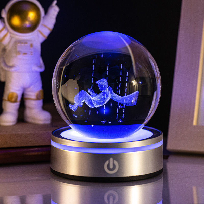 Creative 3D Inner Carving Luminous Crystal Ball Colorful Gradient Small Night Lamp